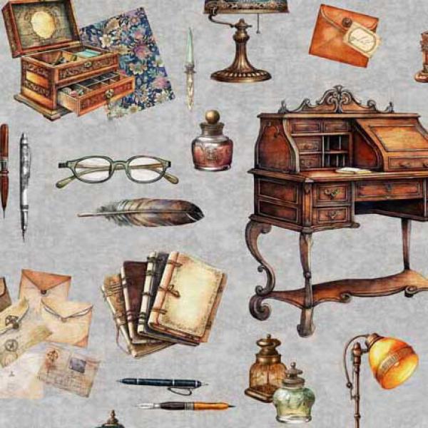Patchworkbaumwolle Writing Desk & Motifs Toss von Quilting Treasure